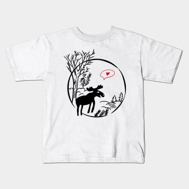 Scandinavia: Moose in forest Kids T-Shirt by Aurealis